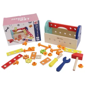 LEO & FRIENDS 28-Piece Wooden Tool Box Playset
