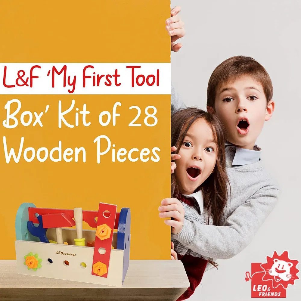 LEO & FRIENDS 28-Piece Wooden Tool Box Playset