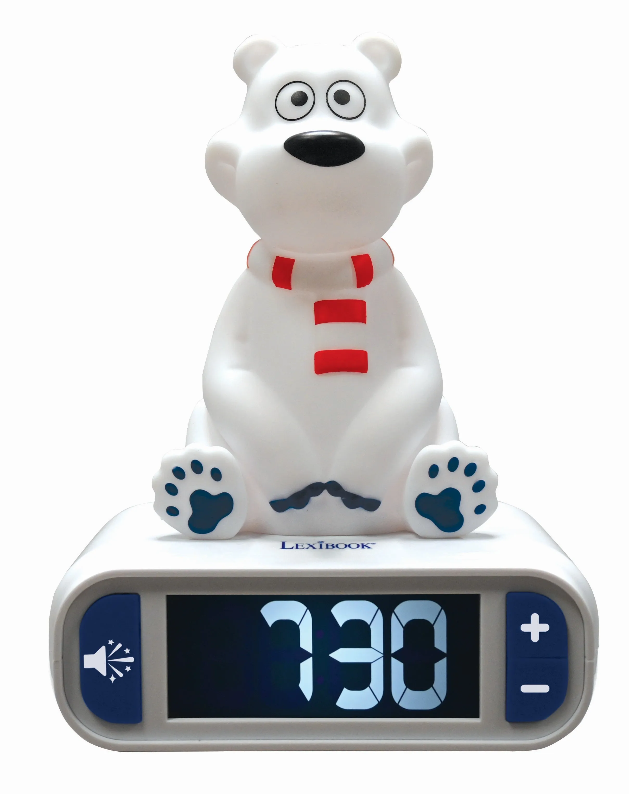 Lexibook Polar Bear Digital Alarm Clock with 3D Night Light - White