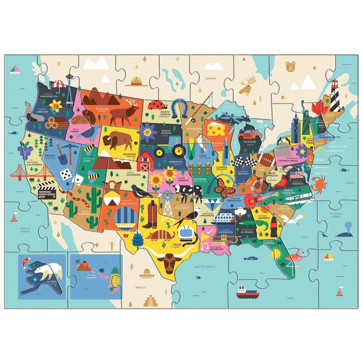 Map of the USA Puzzle - 70 pcs