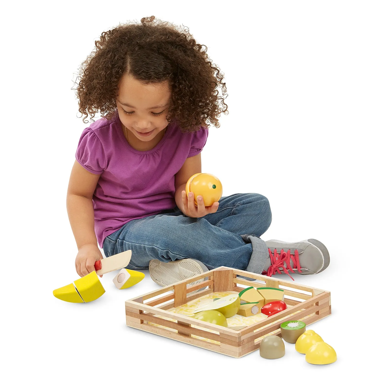 Melissa & Doug 17-Piece Wooden Cutting Fruit Set – Play Food Kitchen Accessory