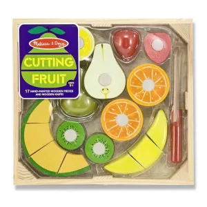 Melissa & Doug 17-Piece Wooden Cutting Fruit Set – Play Food Kitchen Accessory