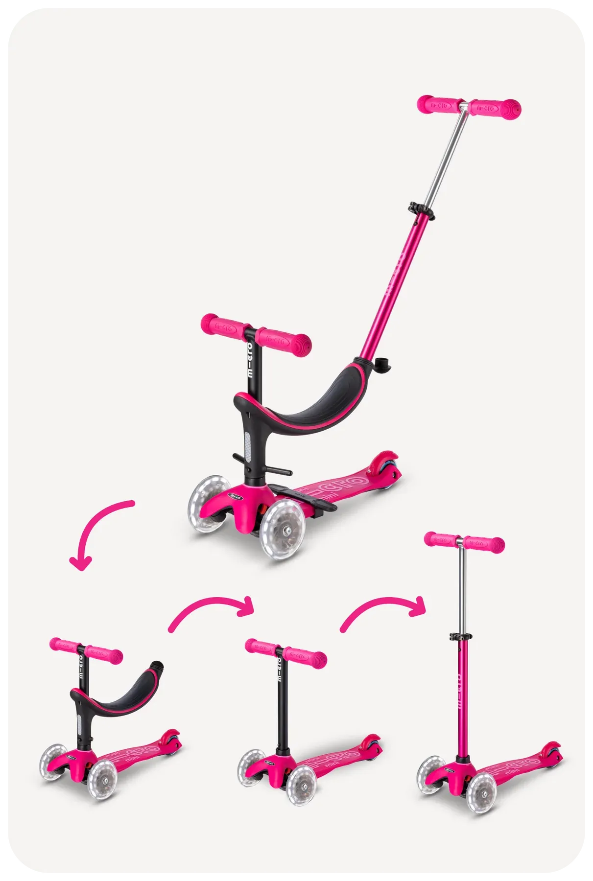 Micro Mini2Grow LED Scooter - Pink