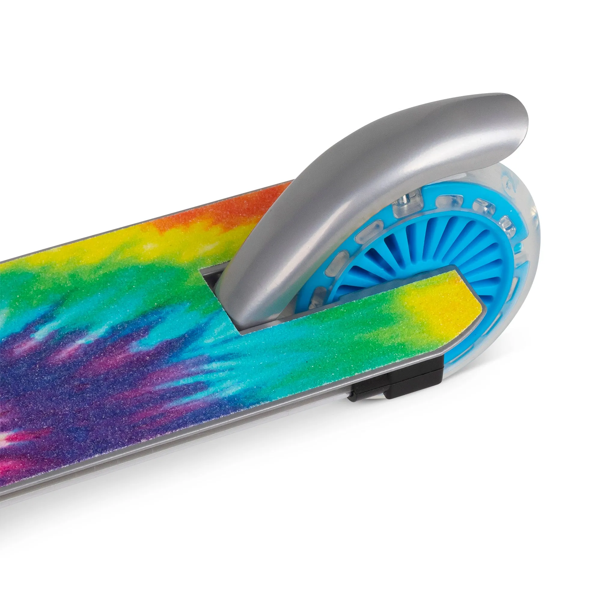 Ozbozz Flashing Scooter - Tie Dye with Light-Up Wheels and Foldable Design