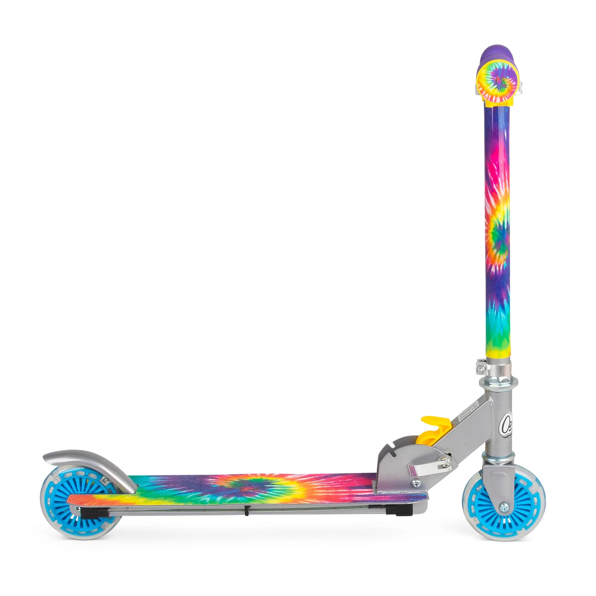 Ozbozz Flashing Scooter - Tie Dye with Light-Up Wheels and Foldable Design