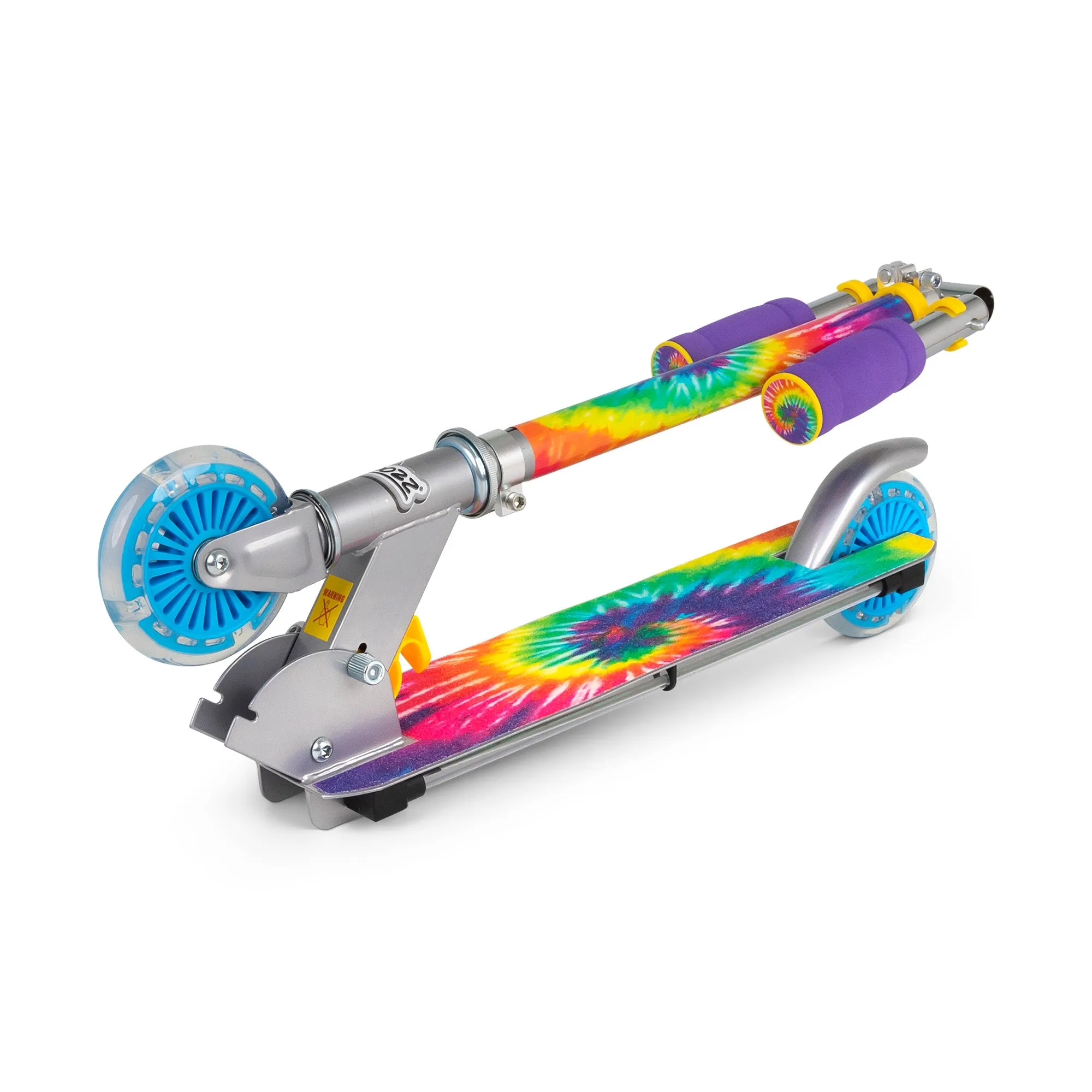 Ozbozz Flashing Scooter - Tie Dye with Light-Up Wheels and Foldable Design