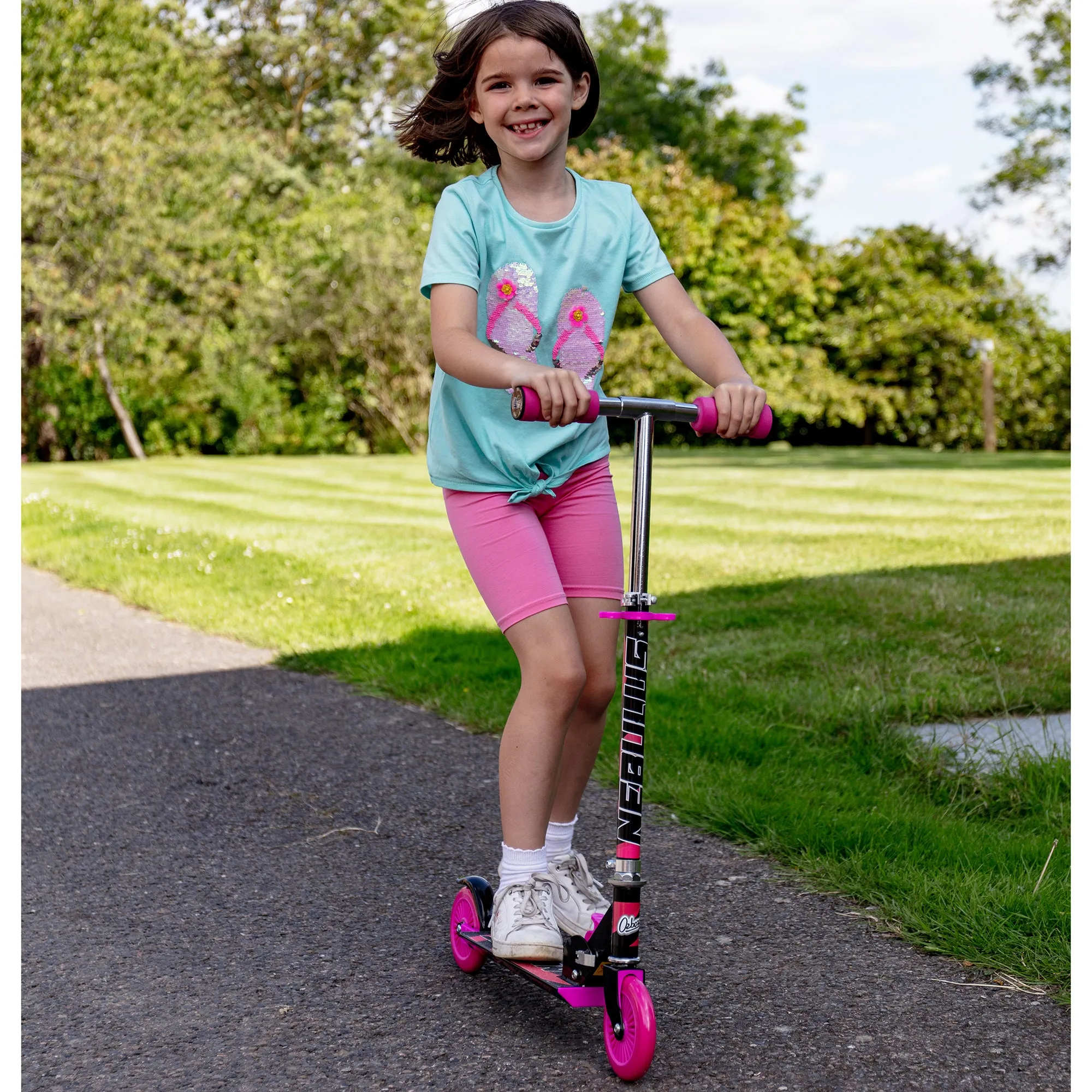 Ozbozz Nebulus Vibrant Kids' Scooter - Pink & Black, Adjustable, Safety-Enhanced