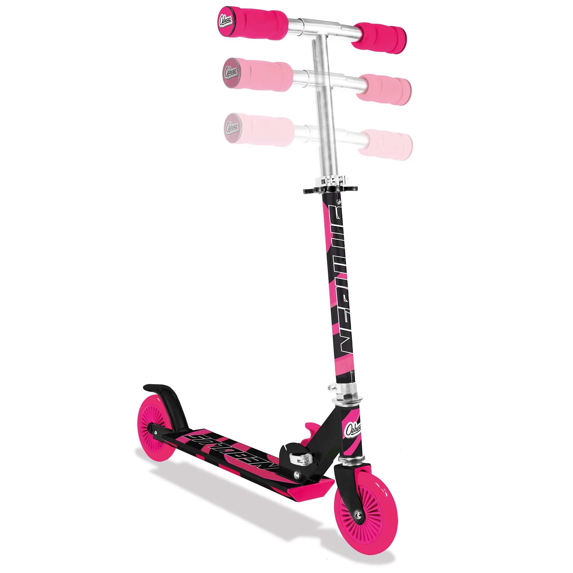 Ozbozz Nebulus Vibrant Kids' Scooter - Pink & Black, Adjustable, Safety-Enhanced
