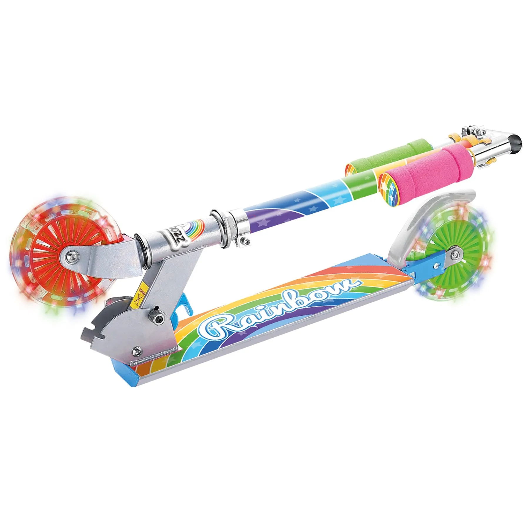 Ozbozz Rainbow Foldable Scooter with Light-Up Wheels for Ages 5 