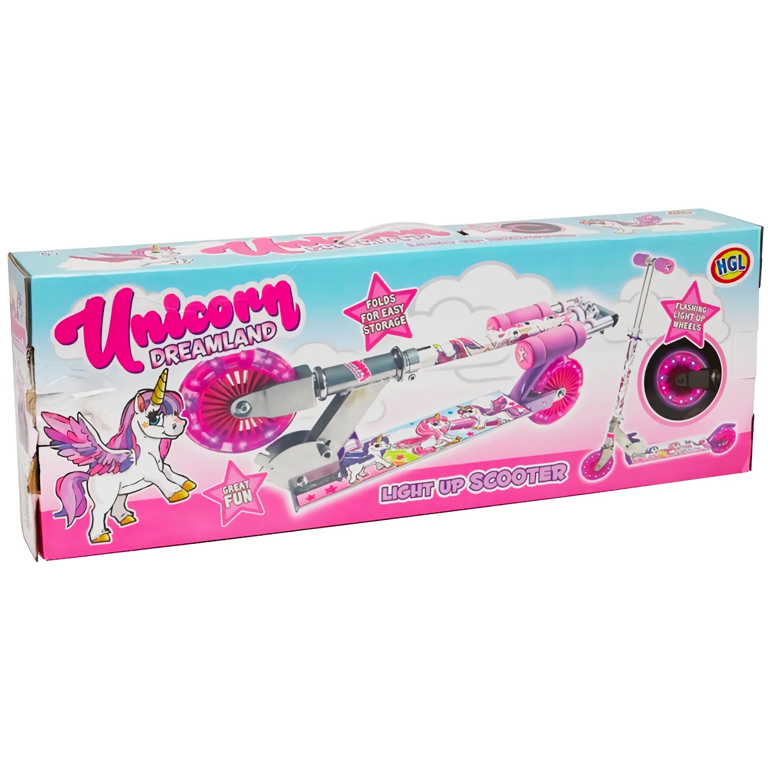 Ozbozz Unicorn Scooter with Light-Up Wheels for Magical Rides