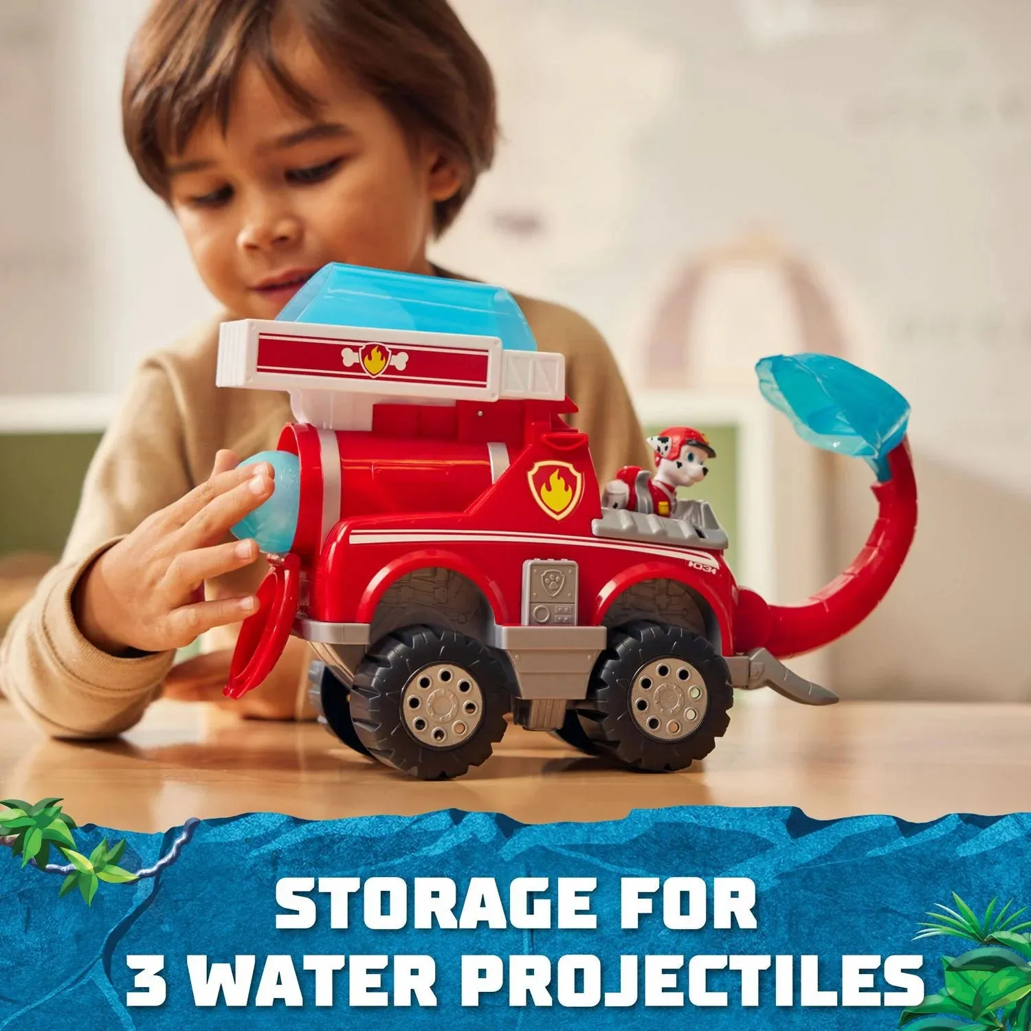 PAW Patrol Jungle Pups Marshall Elephant Fire Toy Truck with Projectile Launcher And Action Figure