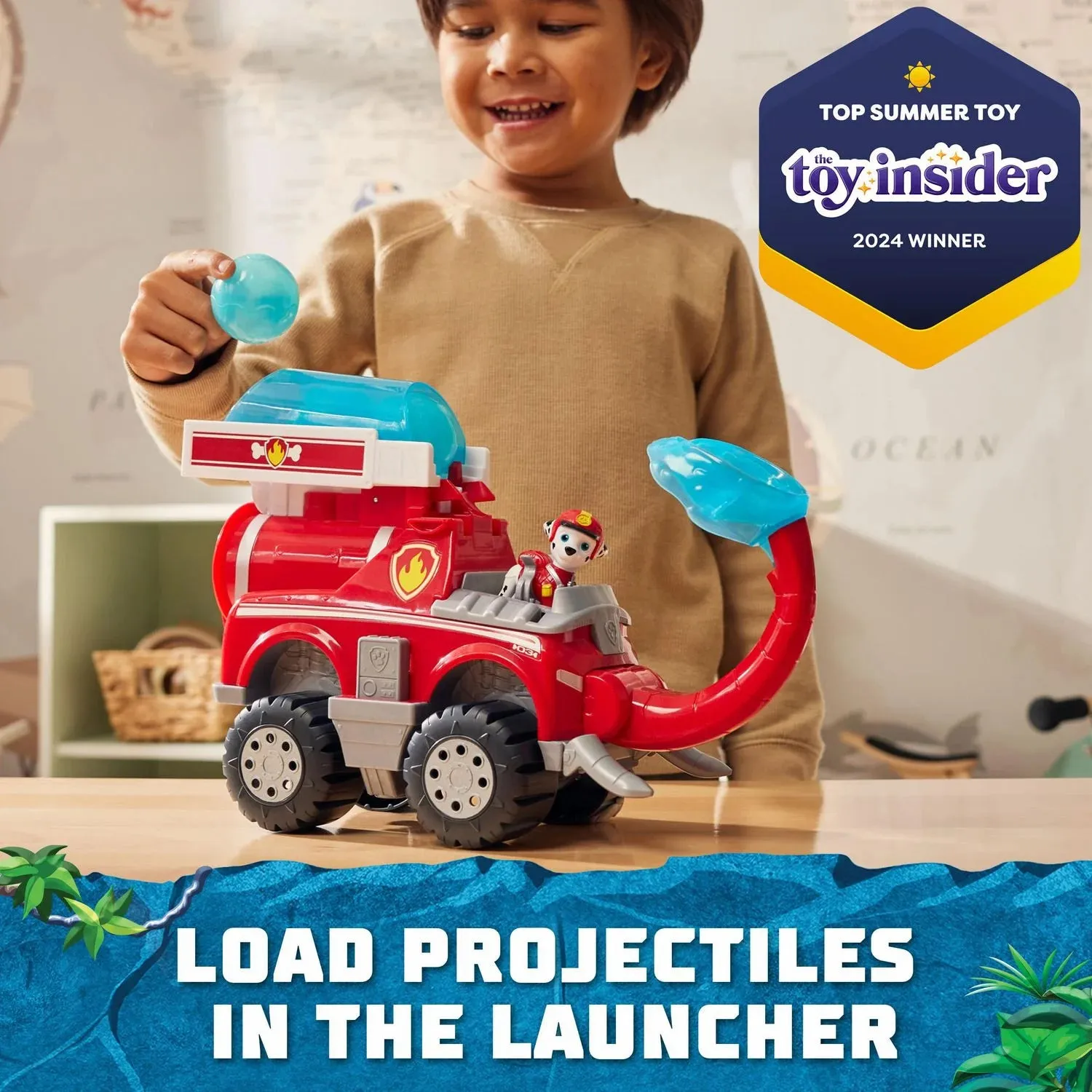 PAW Patrol Jungle Pups Marshall Elephant Fire Toy Truck with Projectile Launcher And Action Figure