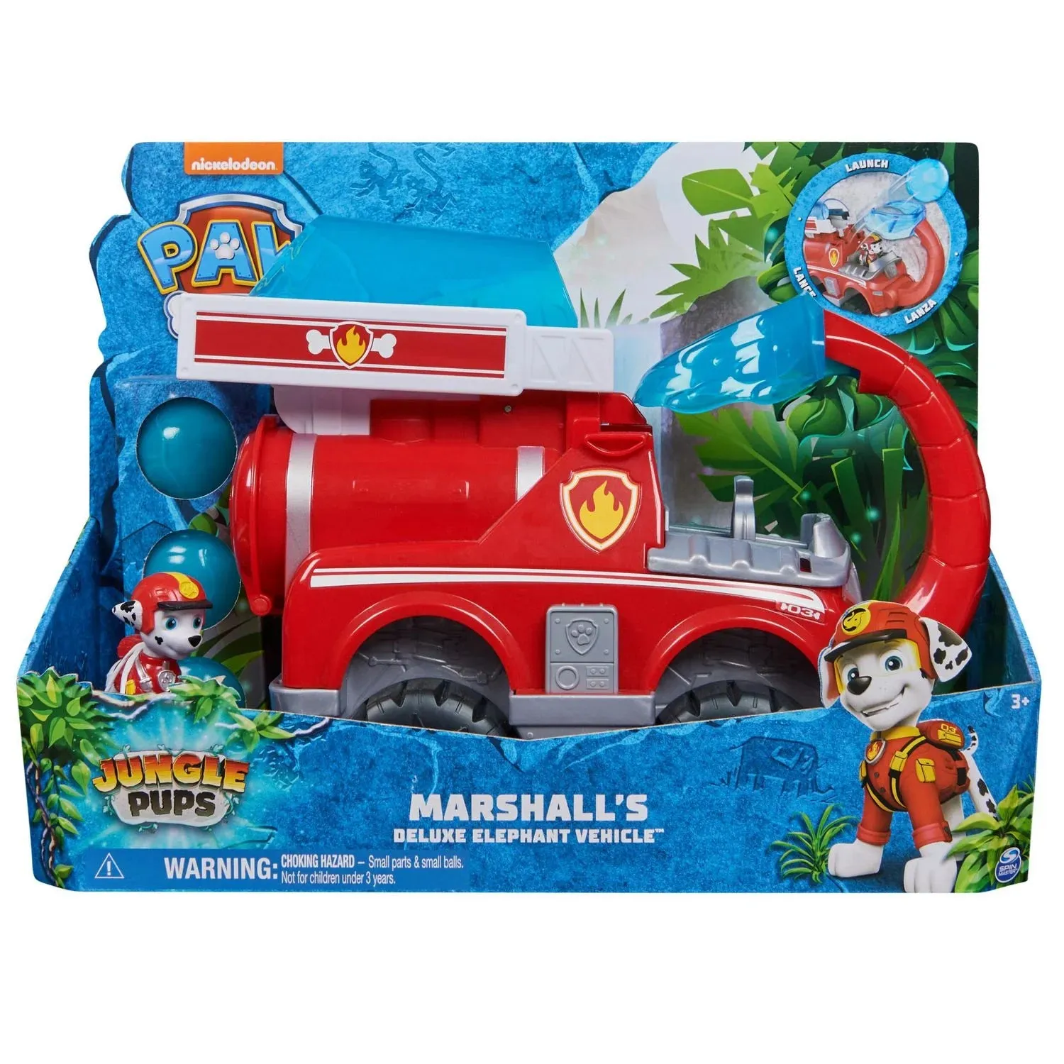 PAW Patrol Jungle Pups Marshall Elephant Fire Toy Truck with Projectile Launcher And Action Figure