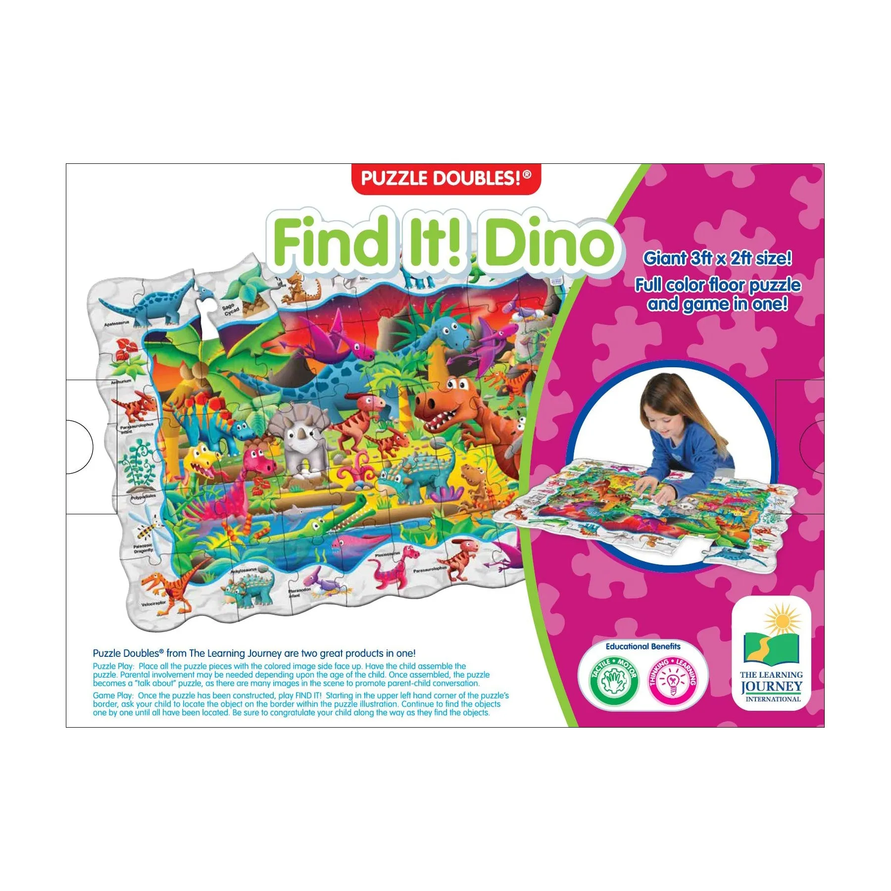 Puzzle Doubles! Find It! Dino Floor Puzzle - 50 pc