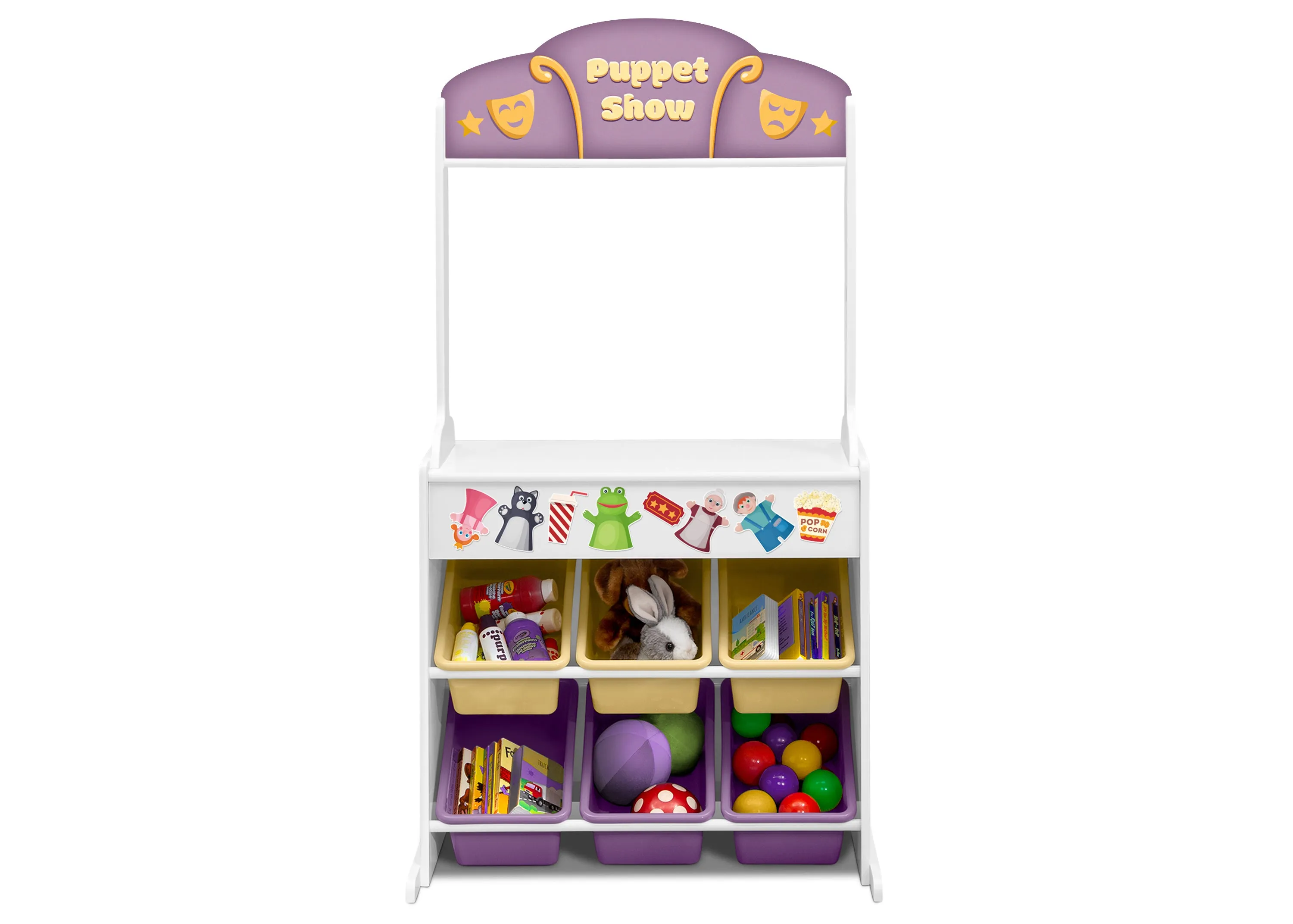 Reversible 4-in-1 Pretend Play Center with Chalkboard & Storage