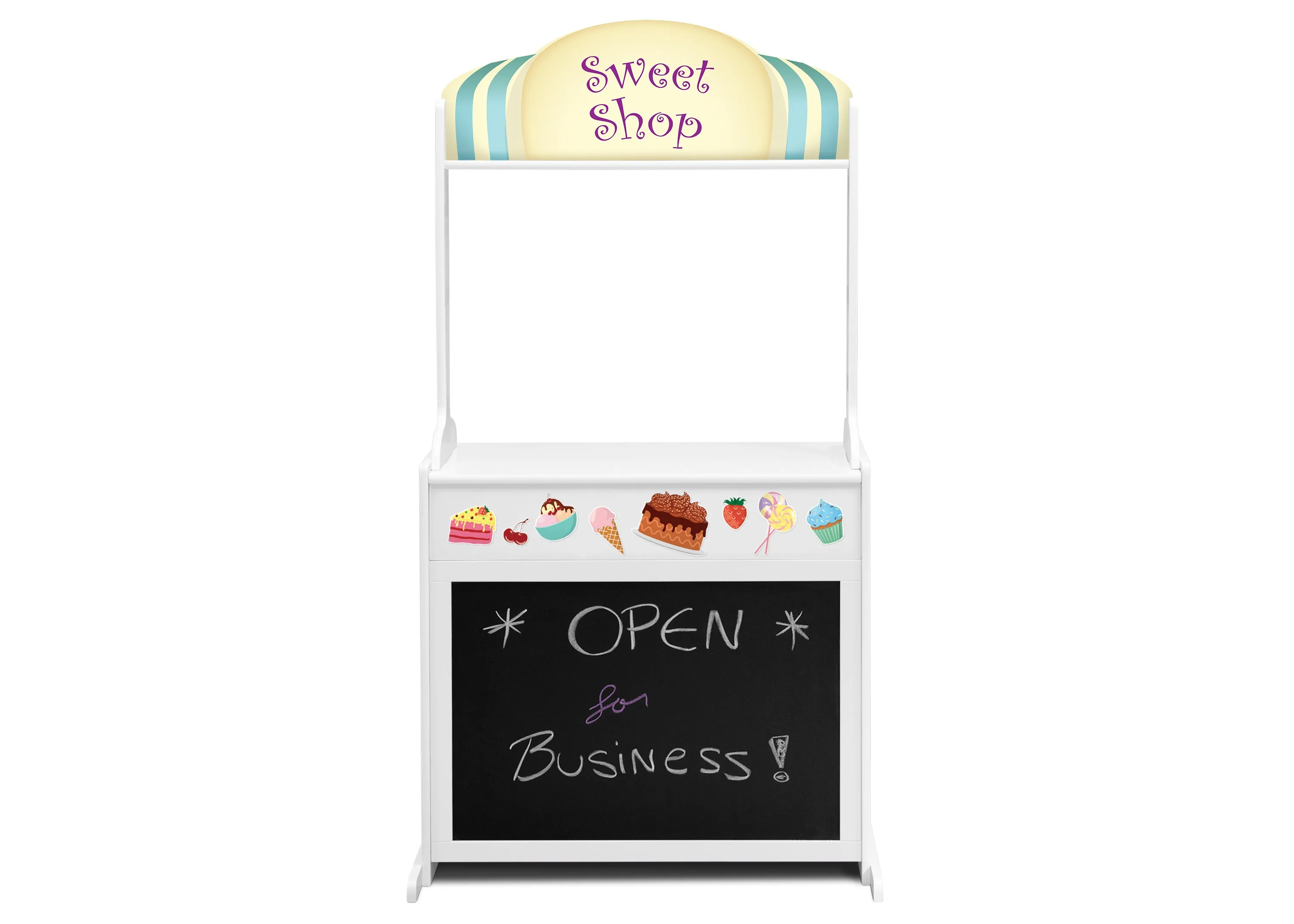 Reversible 4-in-1 Pretend Play Center with Chalkboard & Storage