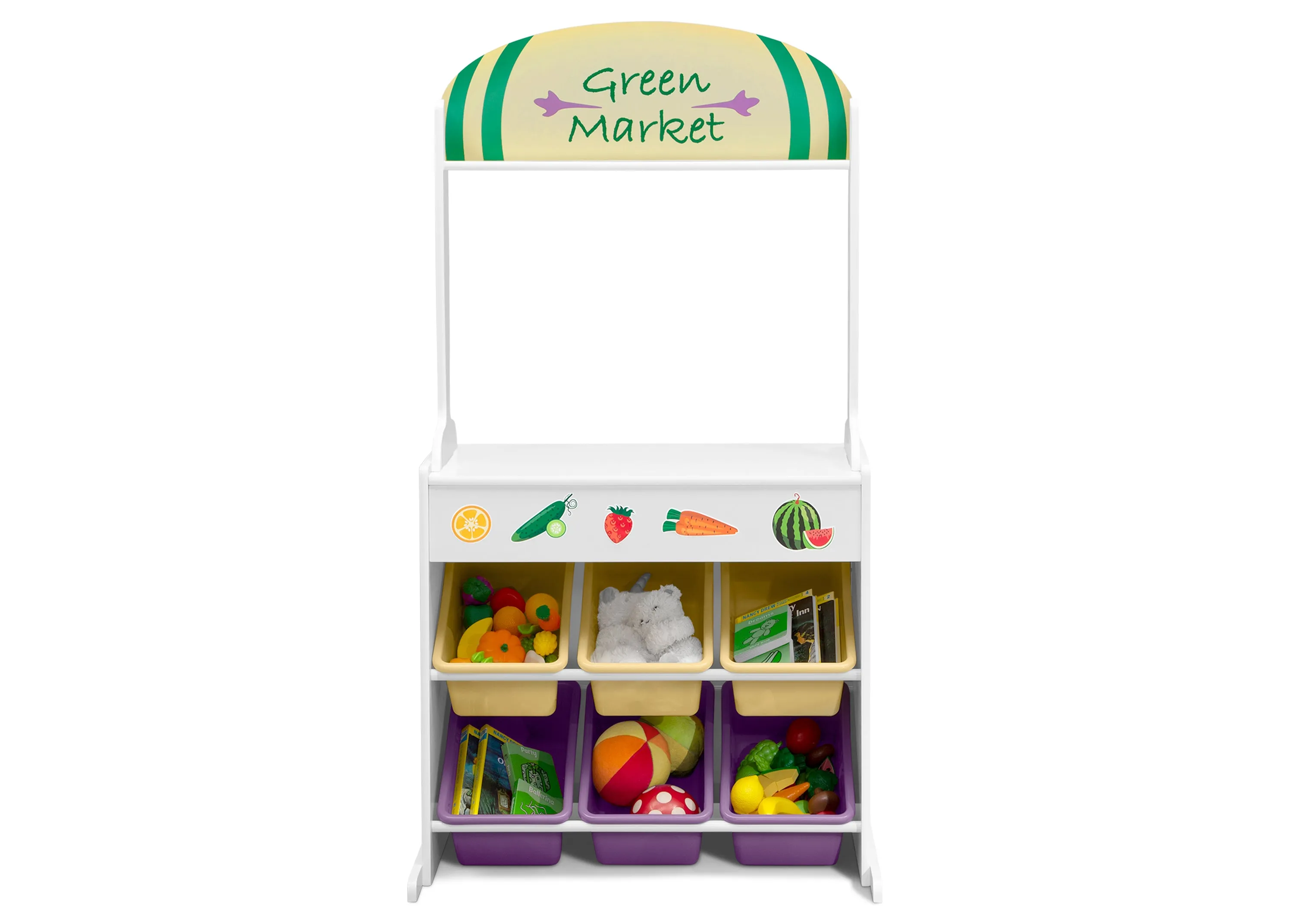 Reversible 4-in-1 Pretend Play Center with Chalkboard & Storage