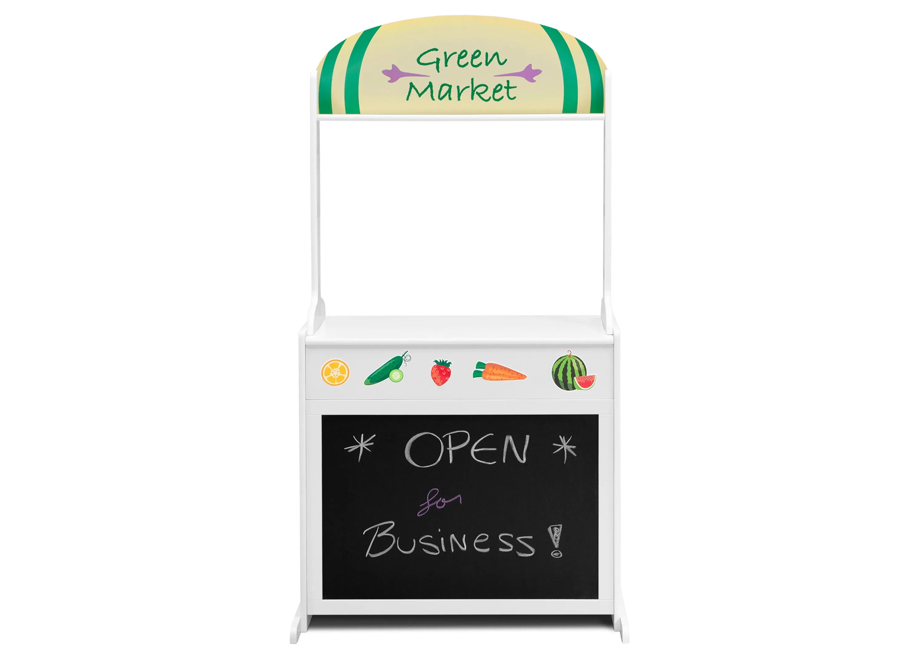 Reversible 4-in-1 Pretend Play Center with Chalkboard & Storage