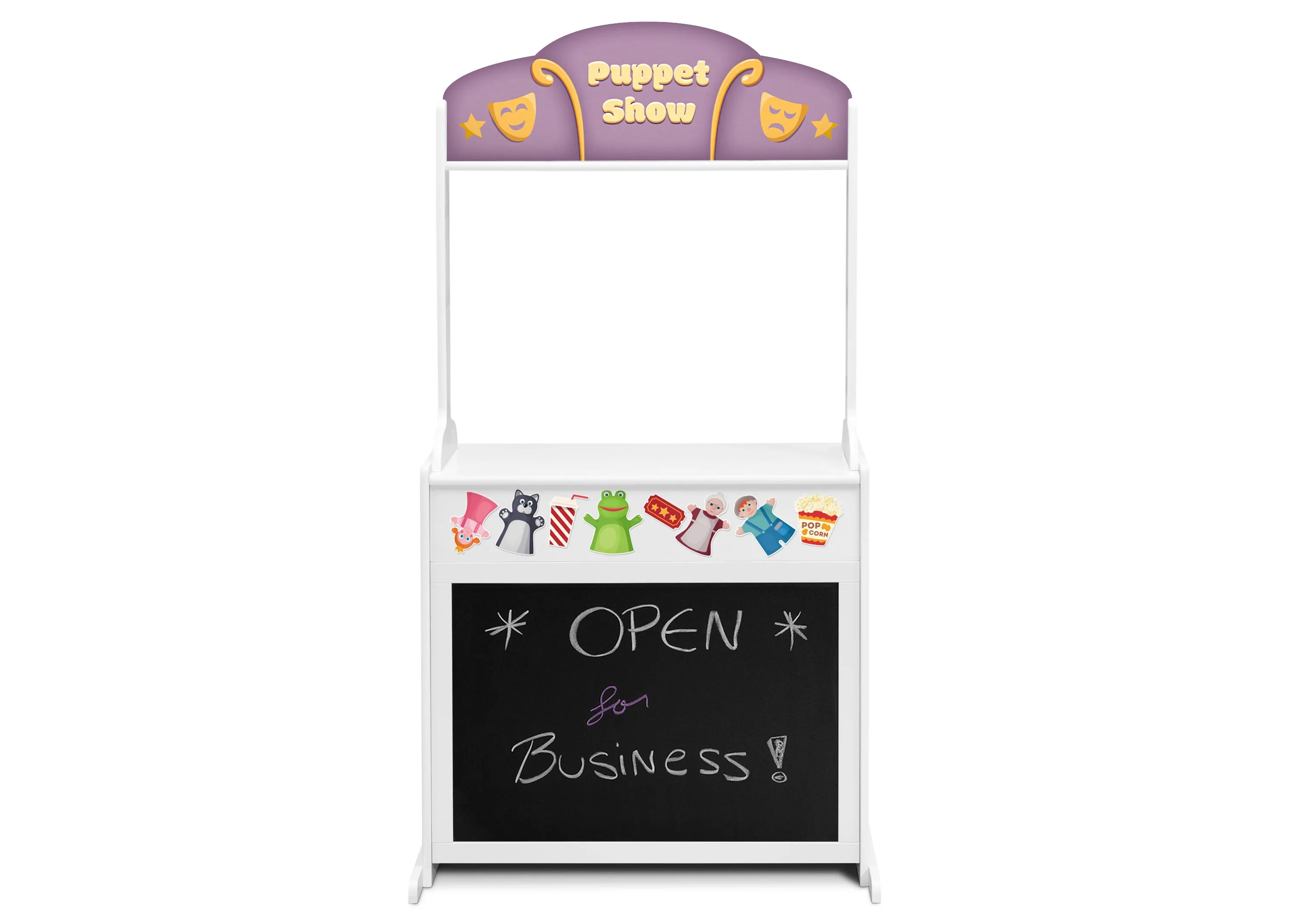 Reversible 4-in-1 Pretend Play Center with Chalkboard & Storage