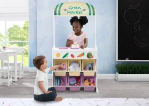 Reversible 4-in-1 Pretend Play Center with Chalkboard & Storage