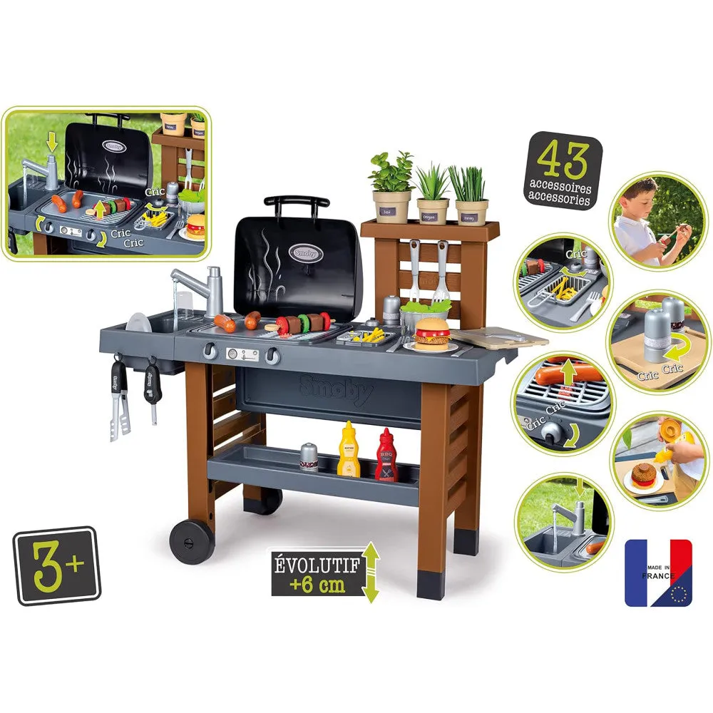 Smoby Garden Kitchen Playset - Toy Grill with 43 Accessories