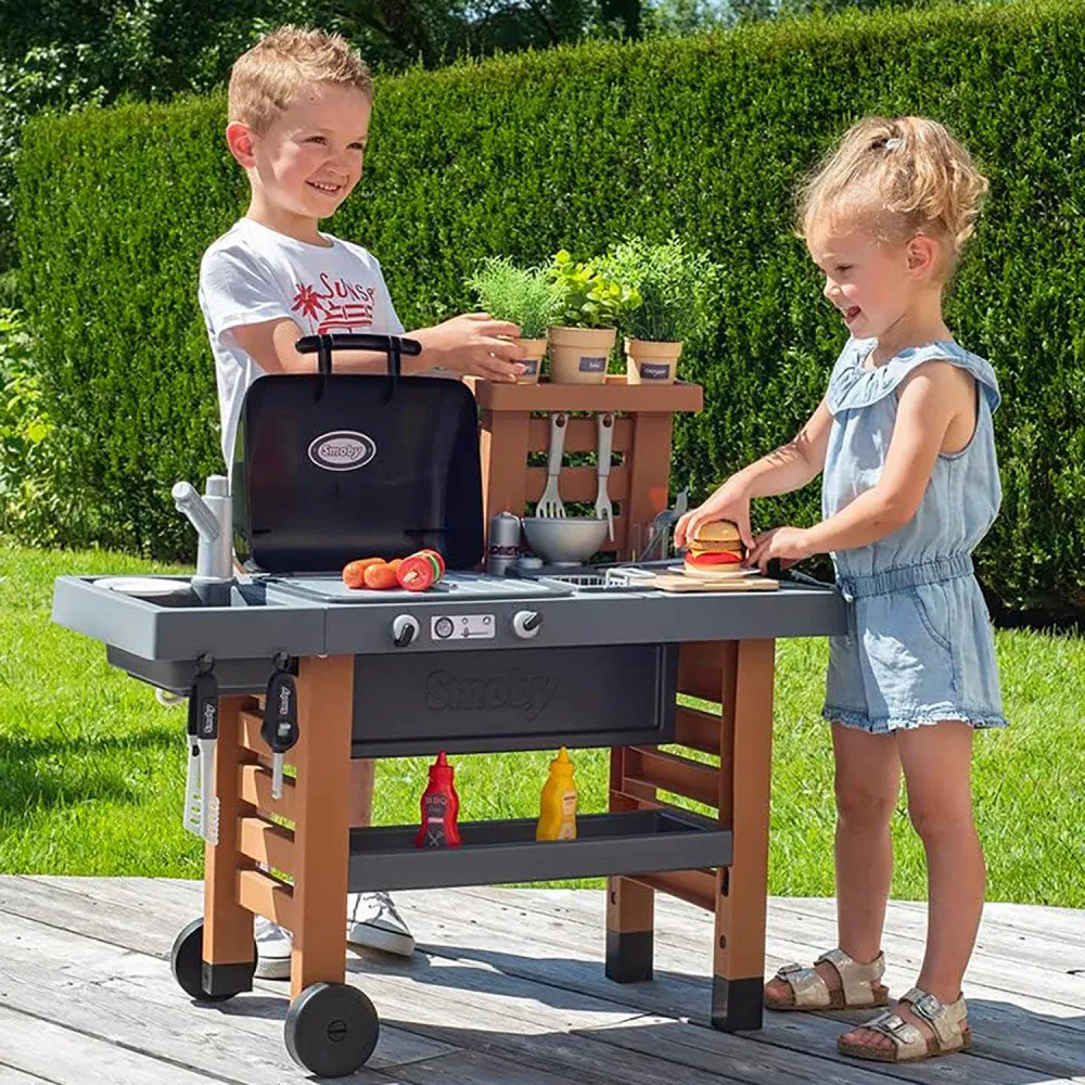 Smoby Garden Kitchen Playset - Toy Grill with 43 Accessories