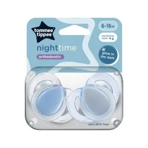 Tommee Tippee Night Pacifier 6-18 months Assorted Pack of 2