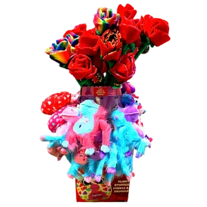 Valentine's Day Plush Rose Assortment Floor Display - 50 Pieces Per Retail Ready Display 88429