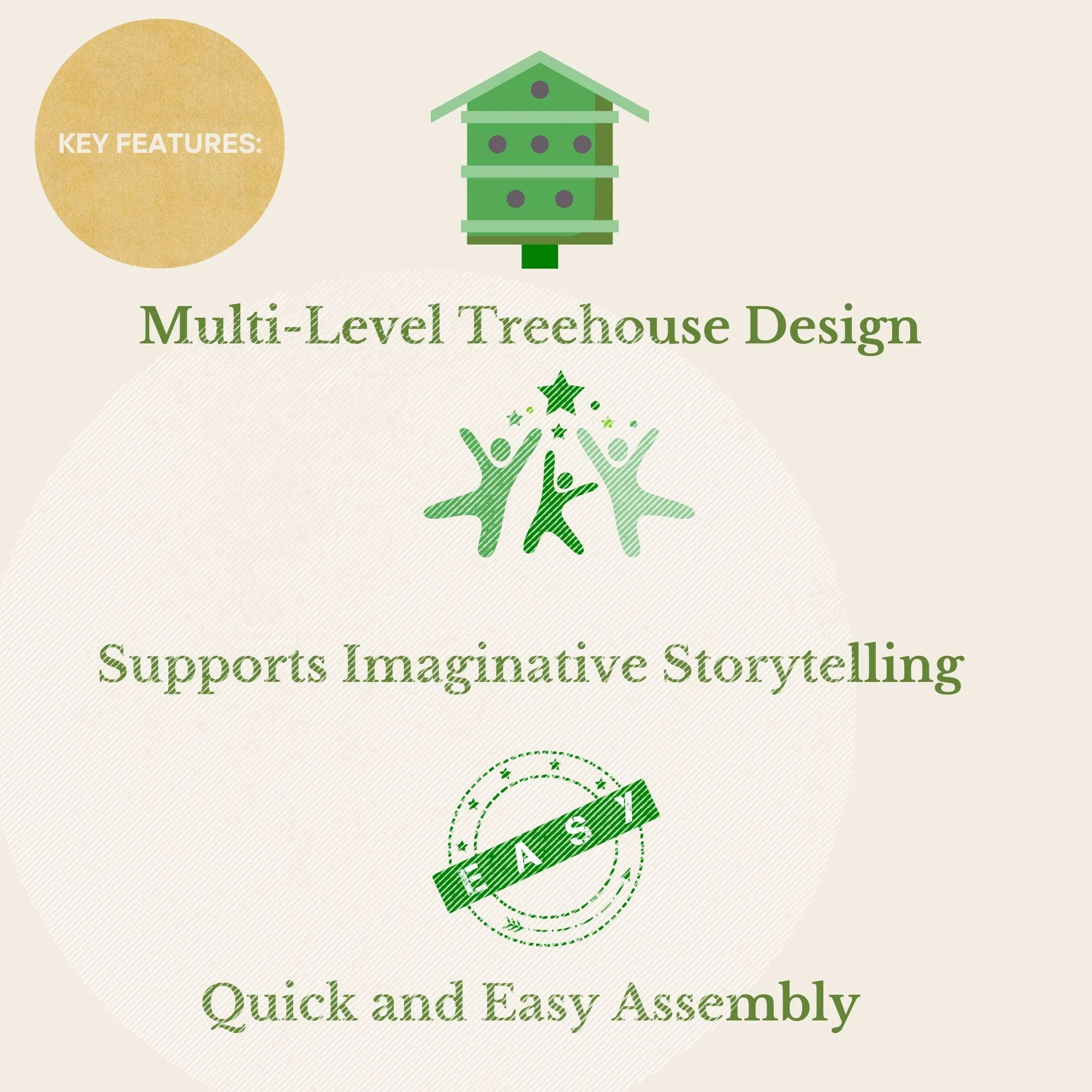 Woodland Treehouse Playset| Multi-Level with Steps & Swing