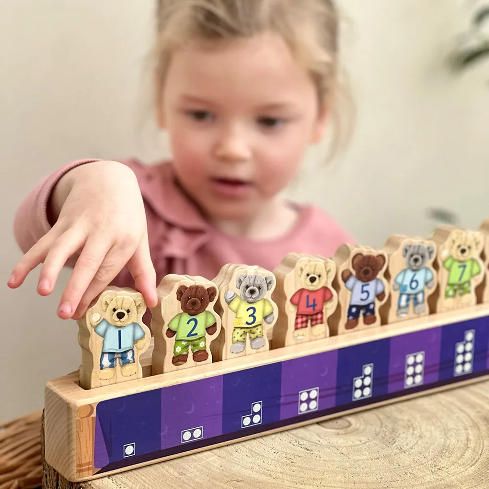 Yellow Door® Ten in a Bed: Wooden Stacking Toy for Learning Numbers 1-10