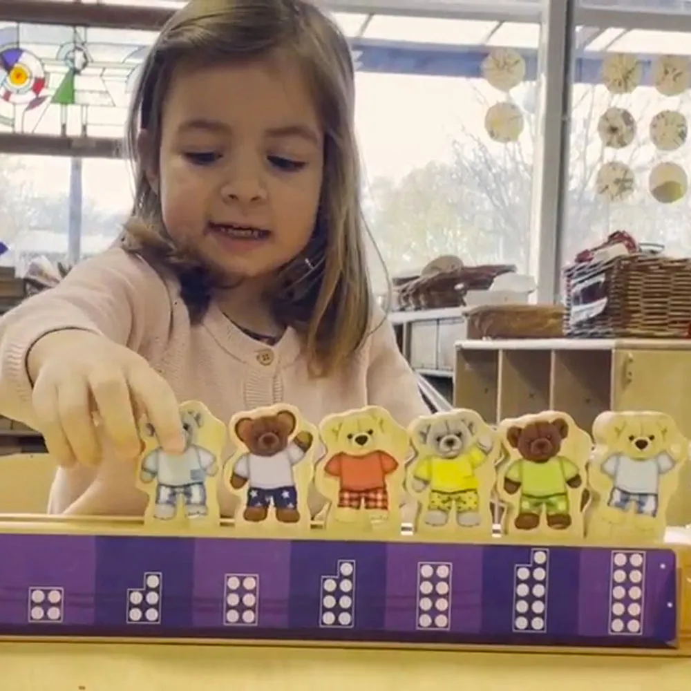 Yellow Door® Ten in a Bed: Wooden Stacking Toy for Learning Numbers 1-10