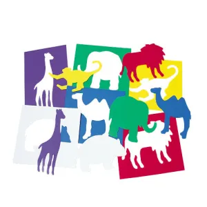 Zoo Animals-Themed Plastic Art Stencils Set | 6-Piece Washable Drawing Templates